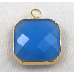 Chinese crystal glass pendant, faceted square, approx 16x16mm