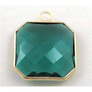 Chinese crystal glass pendant, faceted square, approx 16x16mm