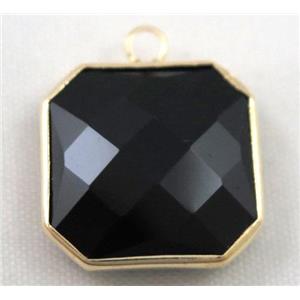 Chinese crystal glass pendant, faceted square, approx 16x16mm