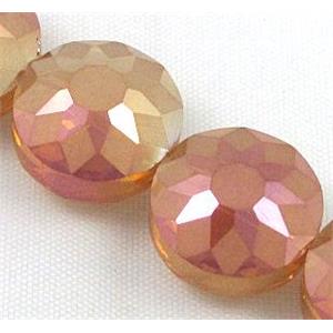 cut glass crystal bead, sun flower, 14mm dia