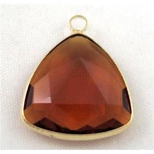 Chinese crystal glass pendant, faceted triangle, approx 18x18x18mm