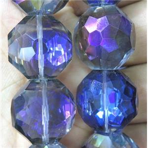 Chinese crystal bead, faceted flat round, approx 18mm dia, 18pcs per st