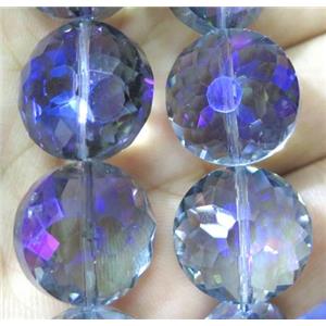 Chinese crystal bead, faceted flat round, approx 18mm dia, 18pcs per st