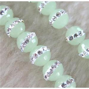 Chinese crystal bead with rhinestone, faceted round, approx 6mm dia, 67pcs per st