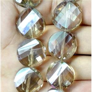 chinese crystal bead, faceted, twist round, approx 18mm dia, 20pcs per st