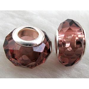 crystal glass beads, faceted rondelle, purple, approx 14mm dia, 8mm thin, hole: 4.7mm