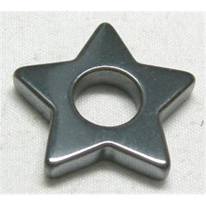 Black Hematite Star Pendant no-hole, 22mm dia