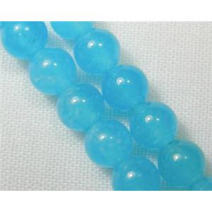 Jade beads, Round, aqua, 10mm dia, 40beads per st.