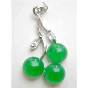 Green Jade Fruit Pendant, 19mm wide, 28mm length