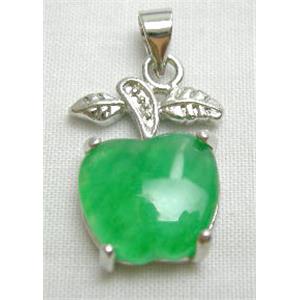 Green Jade Apple Pendant, 12mm wide