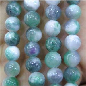 Persia jade bead, round, stabile, green, 14mm dia, approx 28pcs per st