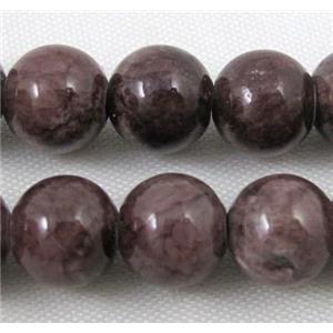 dark-red jade bead, round, stabile, approx 12mm dia, 31pcs per st