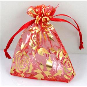 Organza bag, red, 13x18cm