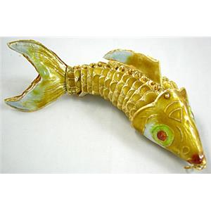 Cloisonne Brass Pendant Goldfish Yellow, 125mm length