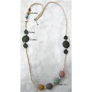 Handmade Lave Necklace, 8x8x8mm,12x12x12mm, 15x8mm, 27x8mm, approx 36 inch length
