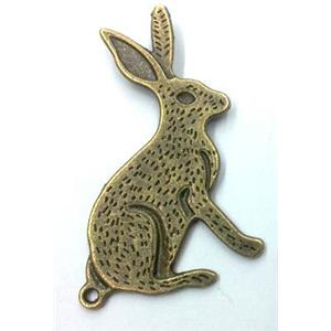 Tibetan silver rabbit pendant, non-nickel, bronze, approx 28x41mm