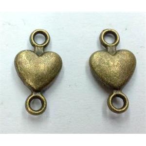 tibetan silver heart connector non-nickel, bronze, approx 8x15mm