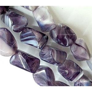 Plated lampwork glass bead, erose, approx 13x17mm