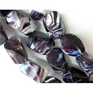 Plated lampwork glass bead, erose, approx 13x17mm