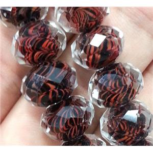 lampwork bead, faceted rondelle, approx 12mm dia