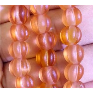 matte lampwork bead, pumpkin, approx 10mm dia