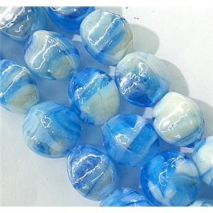 plated Lampwork glass bead, aqua, approx 12x16mm