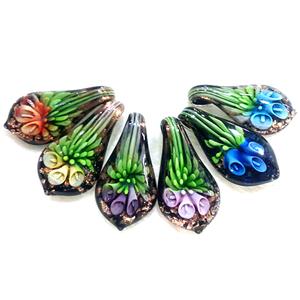 mixed Lampwork glass pendants, 25x45mm