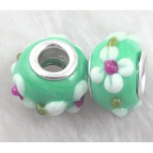 beads, lampwork glass, 14mm dia, hole:5mm