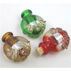 glass lampwork pendant, bottle, mixed color, approx 16-27mm, 5mm hole