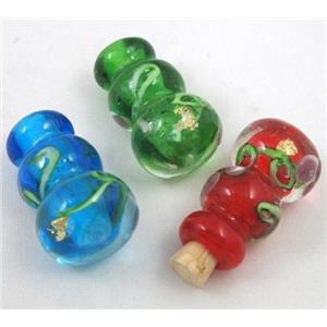 glass lampwork pendant, bottle, mixed color, approx 16-27mm, 5mm hole