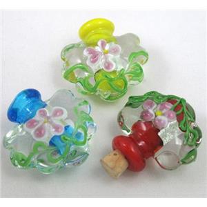 glass lampwork bottle pendant, mixed color, approx 16-27mm, 5mm hole