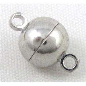 Magnetic Clasp for bracelet, necklace, platinum plated, approx 10mm dia