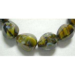 Faceted Drip Millefiori Glass bead, 14mm dia, 16.5mm high, 20pcs per st