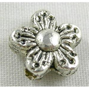 Tibetan Silver Flower beads Non-Nickel, 9mm dia