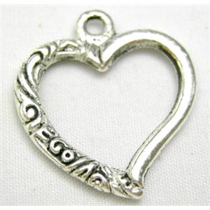 Tibetan Silver Heart Pendant Non-Nickel, 22mm wide