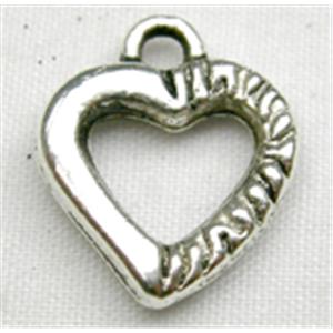 Tibetan Silver Heart Pendant Non-Nickel, 12mm wide