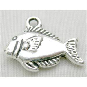 Tibetan Silver Zinc Fish Non-Nickel, 14x18.3mm