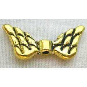 Golden Tibetan Silver Angel Wing beads, 14.5mm wide