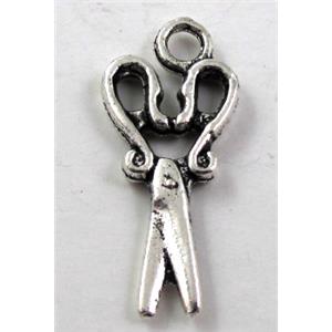 scissors, Tibetan Silver pendant non-nickel, 12x258mm