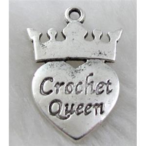 Tibetan Silver Crown Pendant non-nickel, 18x25mm