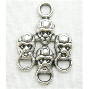 Skull pendants, Tibetan Silver Death-Head non-nickel, 17x25mm