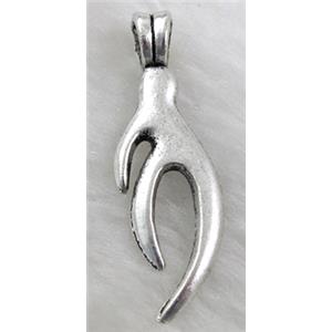 Tibetan Silver Pendant non-nickel, 14x44mm