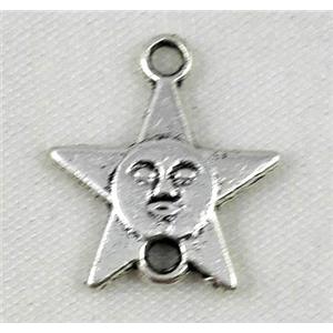 tibetan silver star connector non-nickel, approx 15x17.5mm