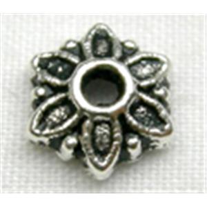 Tibetan Silver Bead-Caps non-nickel, 8mm diameter