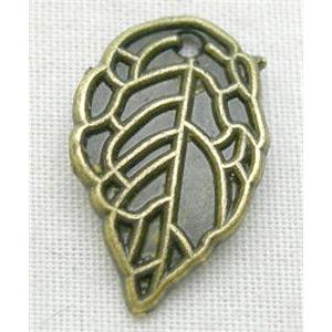 Antique Bronze Tibetan Silver No Nickel Leaf  Charms, 10x16mm