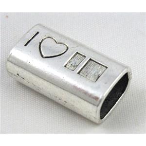 spacer tibetan silver charms bead, non-nickel, approx 13x22x9mm, 7x11mm hole