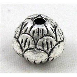 spacer tibetan silver charms bead, non-nickel, approx 11.5x10mm, 1.5mm hole