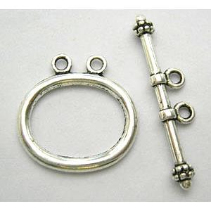 Tibetan Silver Toggle Clasps Non-Nickel, 21x21mm,stick:33mm length