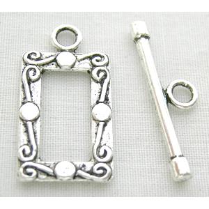 Tibetan Silver Toggle Clasps Non-Nickel, 12x23mm, stick:23mm length