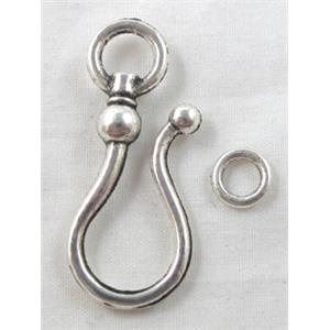 Tibetan Silver toggle clasps non-Nickel, 15x38mm, ring:8mm